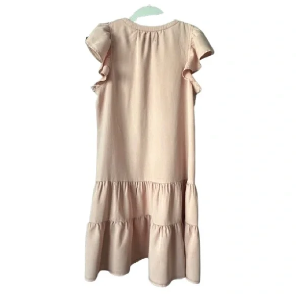 Knox Rose Women's M Light Pink Dusty Rose Short Sleeve Mini Ruffled Tunic Dress - Picture 11 of 13